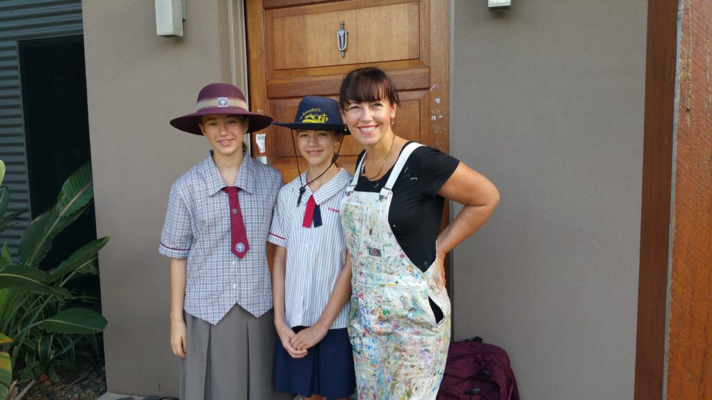 Sharron Tancred with her children at home